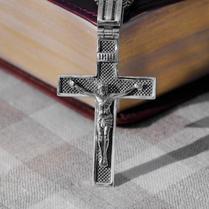 Men Large Orthodox Cross Necklace Crucifix Pendant – 925 Sterling Silver Large Mens Cross Necklace