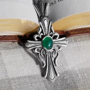 Green Chrysoprase Greek Orthodox Cross Necklace Sterling Silver Jewelry