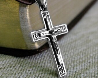 Sterling Silver Orthodox Mens Pectoral Cross Necklace Jewelry Men  Orthodox Pendant 925 Silver Crucifix