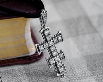 Orthodox Sterling Silver Jewelry Cross Necklace for Women or Men - Religious Jewelry Pendant with Chain