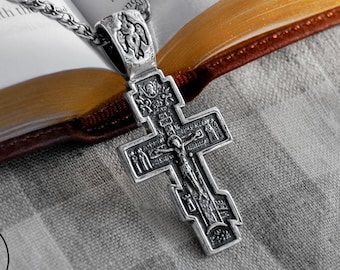 Big Heavy Mens Greek Cross Necklace Pendant - Large Jewelry Jesus Crucifix Men Cross - Cross for Man