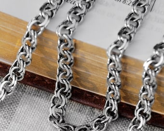 Bismarck Garibaldi Sterling Silver Chain Necklace - Mens Oxidized Silver Chains - Male Silver Necklace for Men