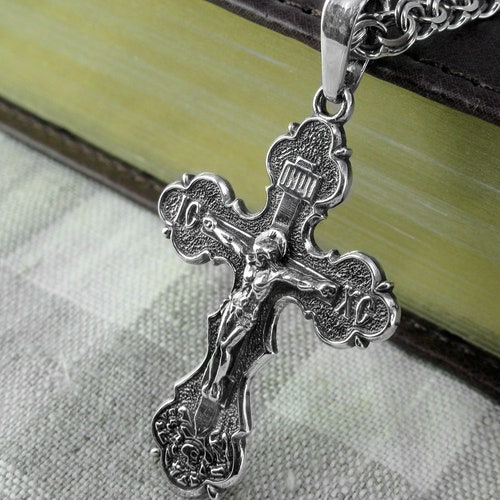 925 Sterling Handmade Solid Silver Crucifix Cross Necklace - Etsy