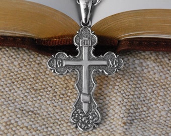 Orthodox Cross Necklace Eastern European Eight Pointed Mens Jewelry Pendant - Men Eight-Pointed Europe Orthodox 925 Silver Cross Necklace