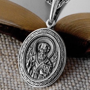 St. Jungfrau Maria die Theotokos kyrillische Schmuck Anhänger Halskette - Mutter Maria und Jesus Silber Ikonenmedaille
