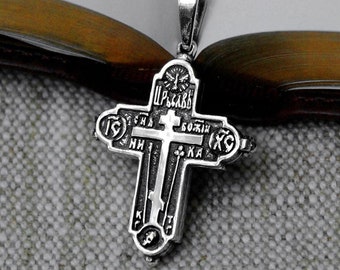 Silver Orthodox Reliquary Cross Locket Christian Encolpion – Diptych 925 Sterling Silver Orthodox Cross Reliquary Locket