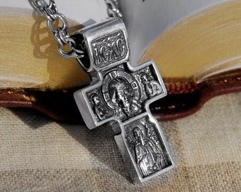 St Michael the Archangel Orthodox Cross Pendant Necklace Men - Saint Michael Cross Pendant Men