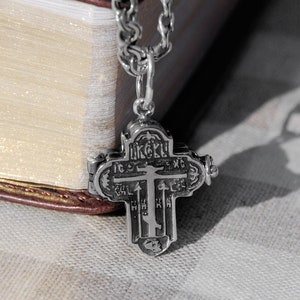 Cross Locket Reliquary Orthodox Christian Pendant Necklace - 925 Sterling Silver Reliquary Cross Locket