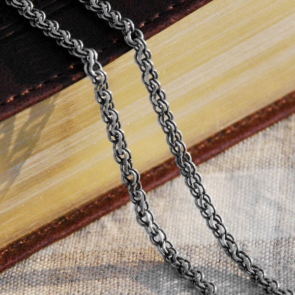 Sterling Chain Oxidized Silver Bismarck or Garibaldi Men Necklace - Mens or Womans 925  Silver Chain Necklace