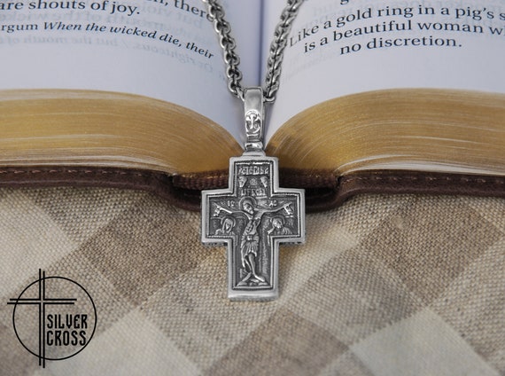 Christian Orthodox Crucifix Jesus Necklace Russian Cross Prayer Pendant  Gold Color INRI Crucifix Cross Pendant Necklace Men | Wish