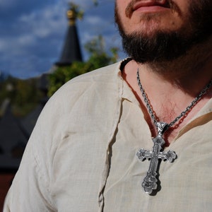 Extra Large Pectoral Orthodox Priest Cross Necklace - Clergy Silver ...