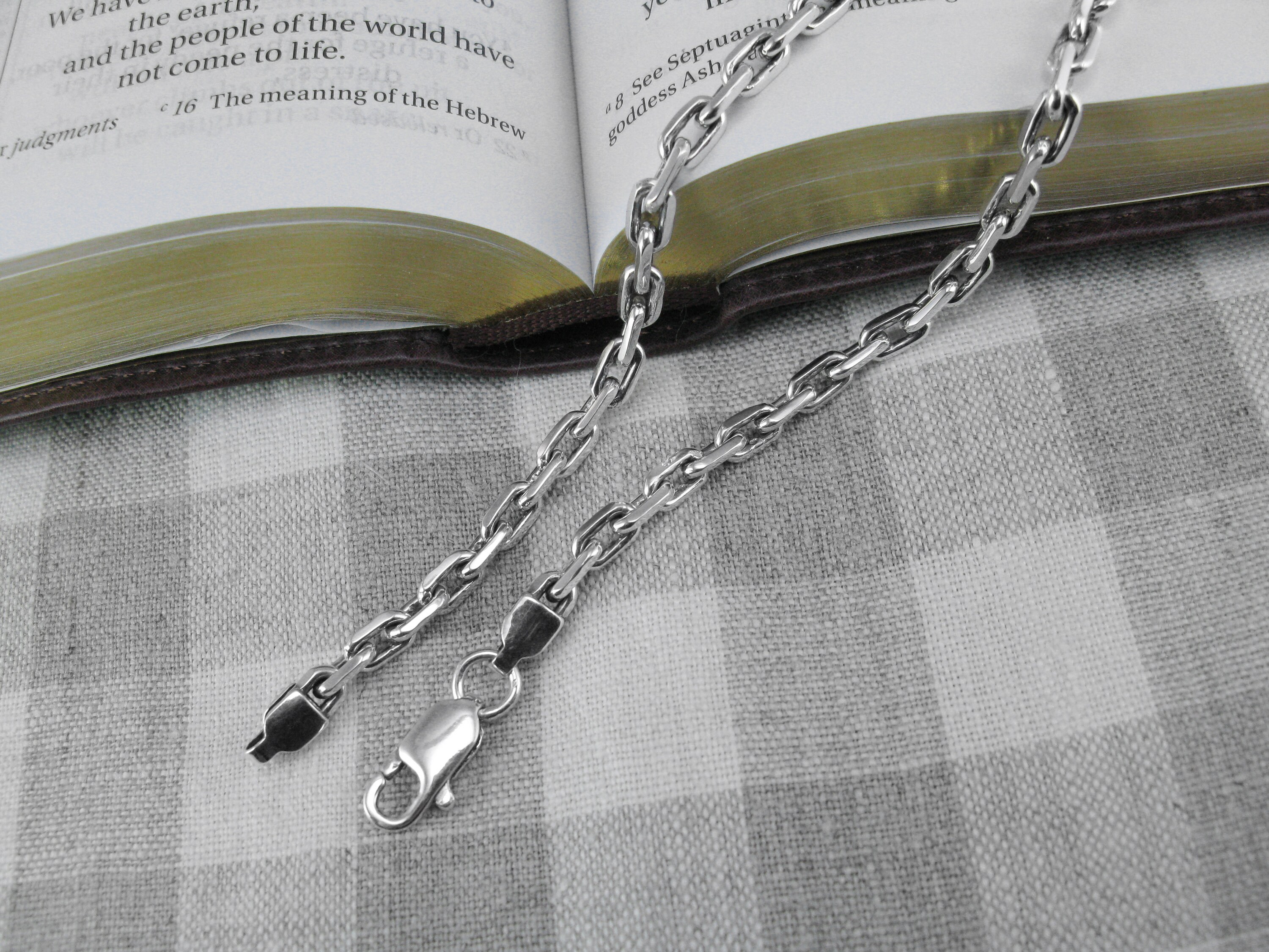 Mens Anchor Thick Silver Chain Necklace - Oxidized Men or Woman 