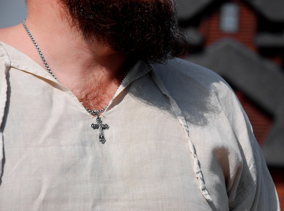 Stainless Steel Orthodox Cross Men's Orthodox Cross Necklace For