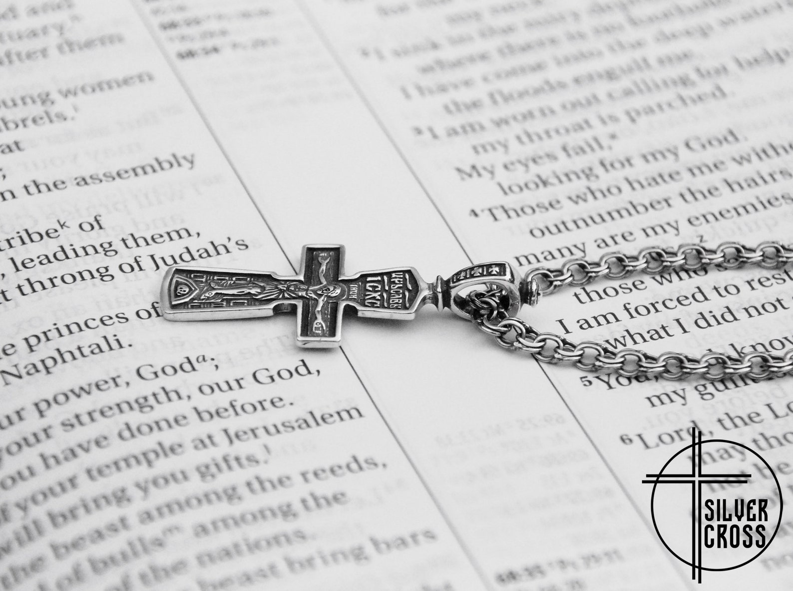 Silver Orthodox Cross Necklace Crucifix Pendant Men Greek Etsy