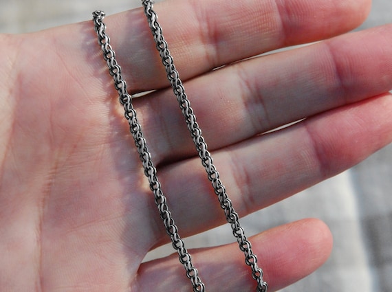 Sterling Chain Oxidized Silver Bismarck 