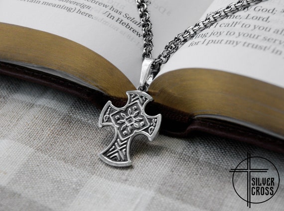 Silver Gold & Black Designer Syriac Cross Pendant Necklace for Men | Classy  Men Collection