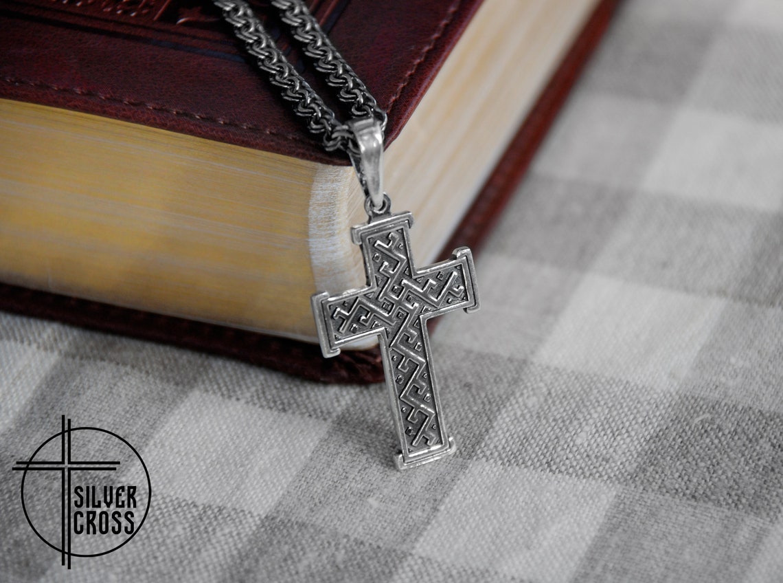 Orthodox Cross Necklace Ukrainian Jewelry Mens Embroidery Etsy