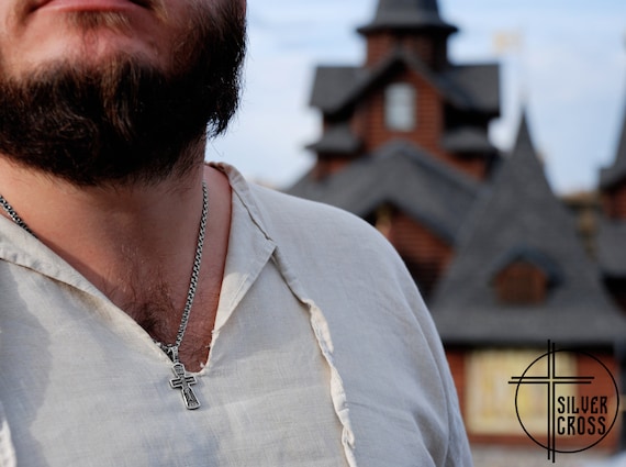 Mens greek orthodox cross necklace deals