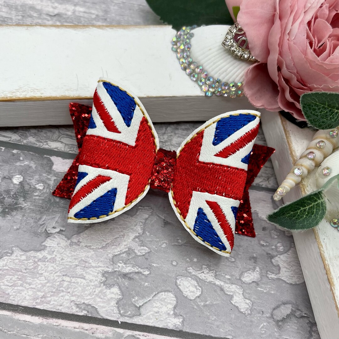 ITH Union Jack Hair Bow Loop Digital Embroidery File Etsy UK