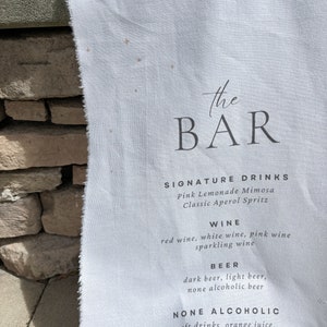 Cartello decorativo per bar per matrimoni - Cartello personalizzato per biglietti e regali - Cartello per libro degli ospiti - Cartello in tessuto di lino per matrimoni - Decorazione di eventi romantici di lusso