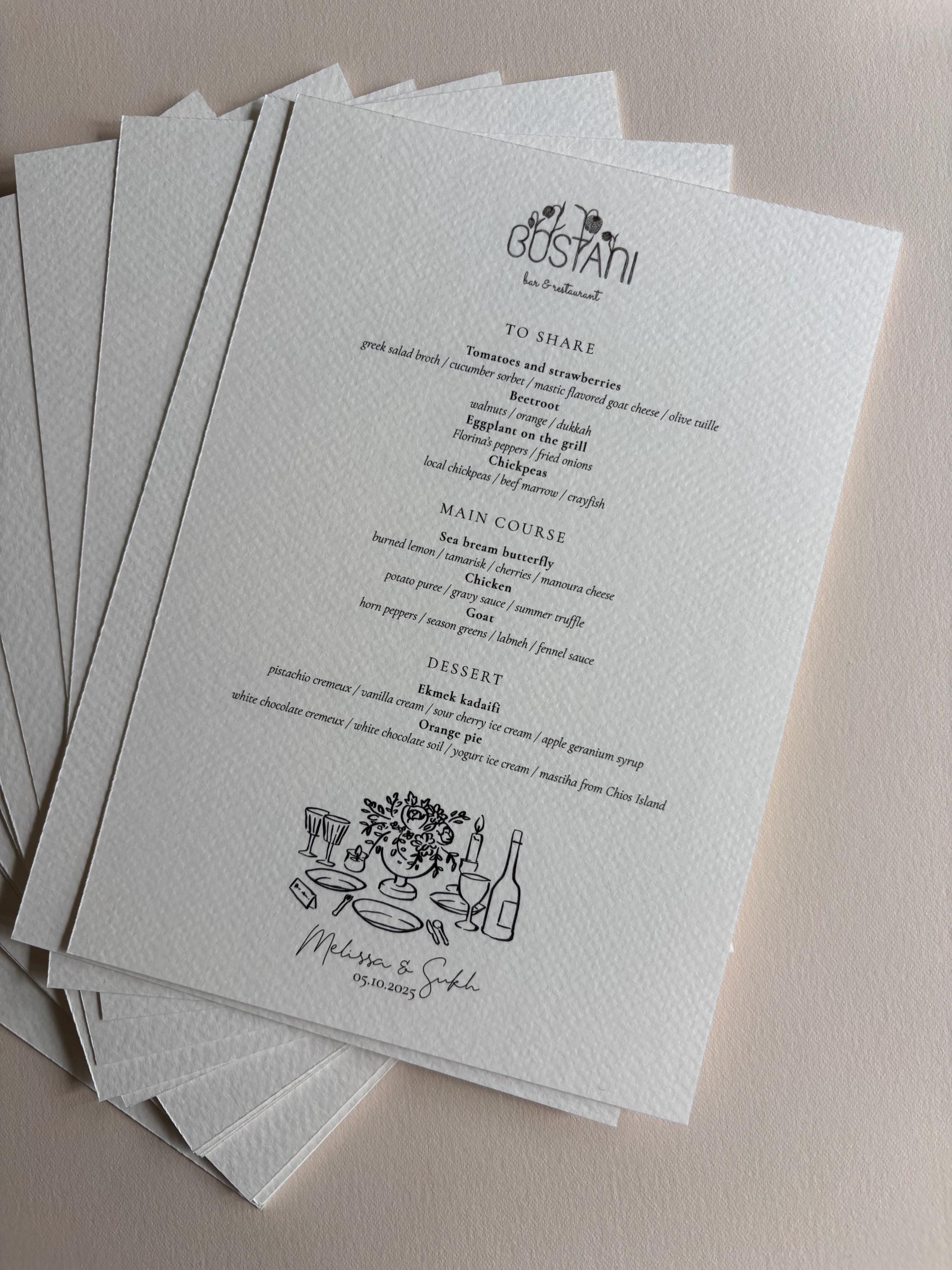 Wedding Menus - Textured Paper Menu Card Stock for Wedding Event Custom ...