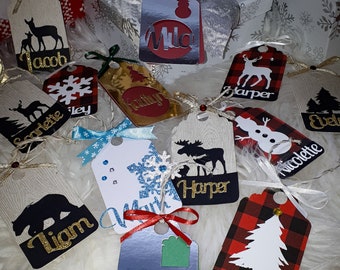 Gepersonaliseerde kerstcadeau tags- luxe-sneeuwvlok-rustiek