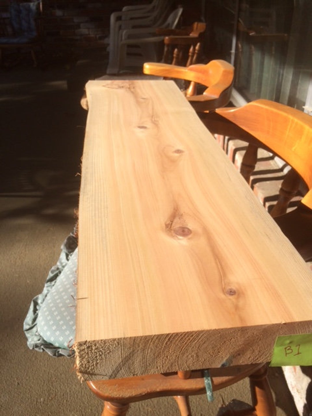 Planed Finish smooth 2.5' Long X 8.5 Wide X 2 Thick Live Edge Cedar Board. Planed to Within