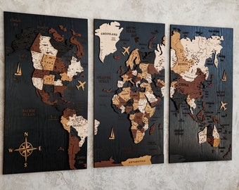 Wooden Map Wall Art Push Pin Travel Map