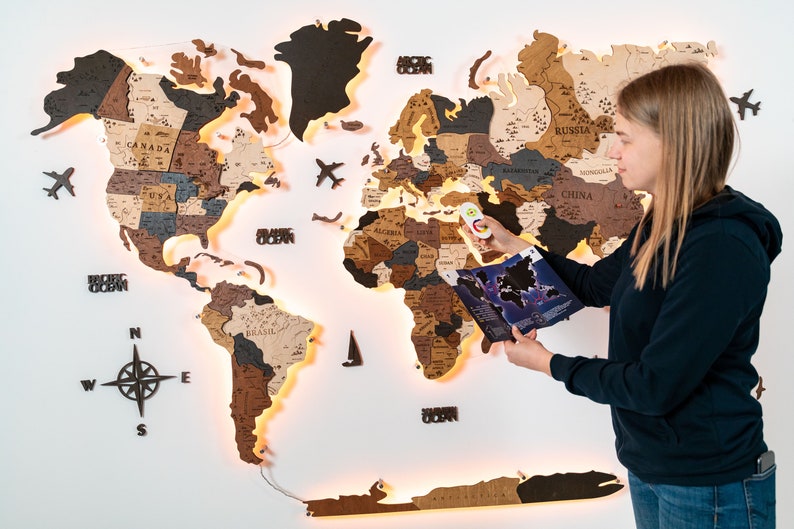 Wooden World Map Wall Decor World Map Wood Map Wall Art Etsy