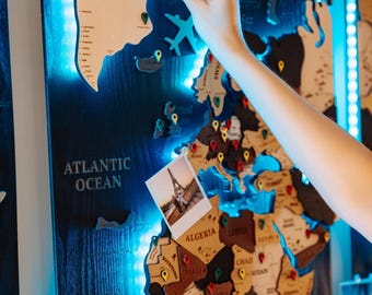 Illuminated World Map – Light Up Travel Board | Personalized Wall Art