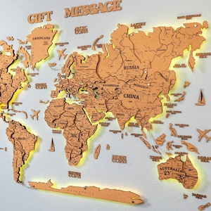 Cork World Map, Wall Decor, Travel Decor, Housewarming Gift, Birthday Anniversary Gift For Husband, Bedroom Decor