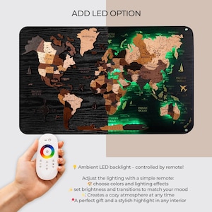 LED Cork World Map: Wooden Push Pin Travel Planner image 14