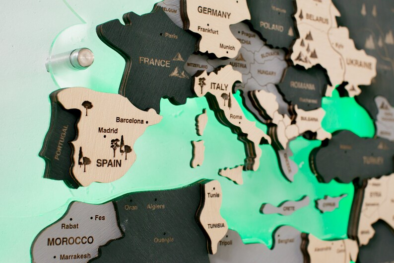 Map LED Lighting Led Wood World Map Wood World Map Etsy