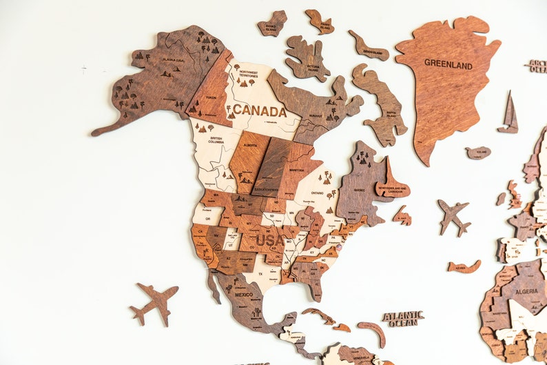 Wooden World Map Etsy