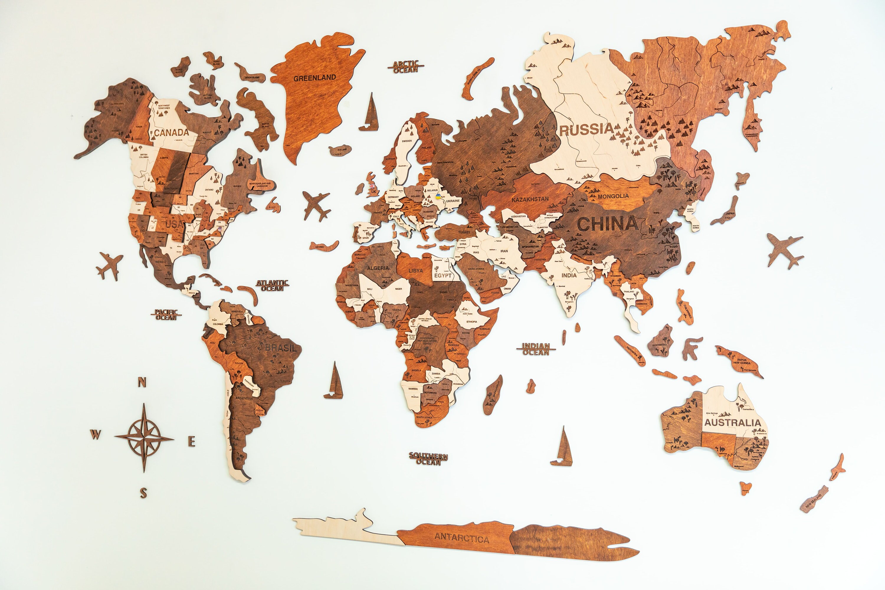 3D World Map Wall Decor 5th Anniversary Gift Map of the World Etsy
