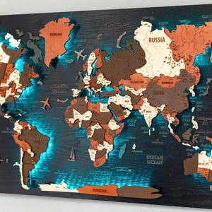 World Map Push Pin, World Map Wall Art, Wooden Travel Map, Wooden Board Apartment Decor, Pin Board Above Bed Decor, 3d Map Of the World