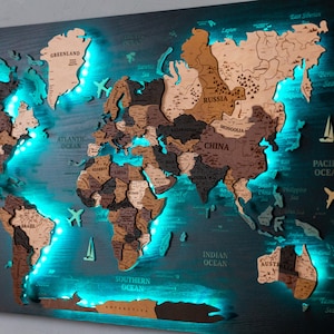 Levitate World Map, Push Pin Travel Map, Led World Map, Above Bed Decor, Apartment Decor, Led Map, Wall Maps, Wall Decoration, Travel Map