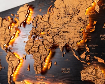 Cork World Map, Push Pin Travel Tracker, Wedding Anniversary Gift