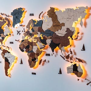 Wooden World Map Wall Decor, Wood Wall Map, Large Wall Art, Travel Decor, Housewarming Gift, Birthday Anniversary, Gift For Husband