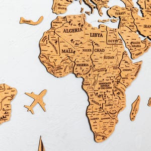 World Map Wall Art - Office Wall Decor Accents - Unique Map Gift for Office, 3D World Map Office Wall Decor - Gift for Home Office