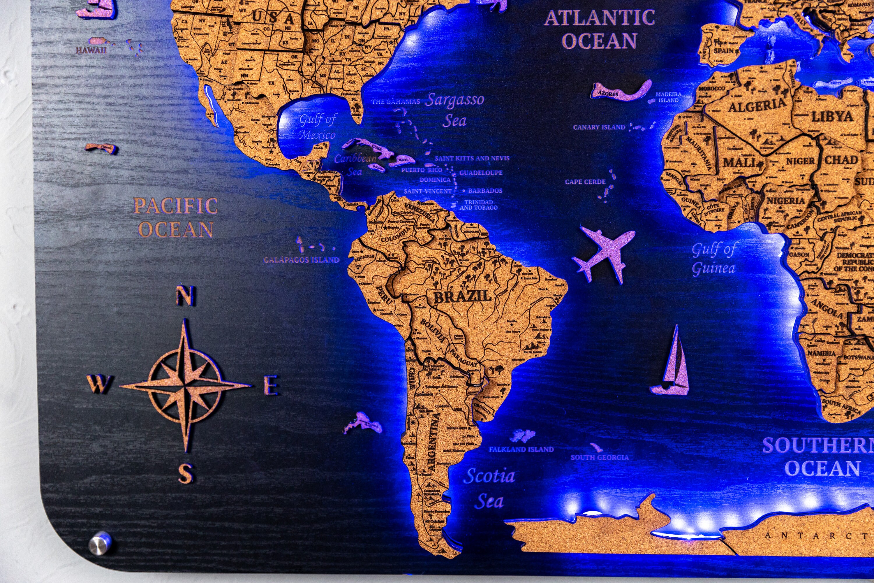 Cork World Map Push Pin Travel Map Wooden Map Cork Map Wall Etsy