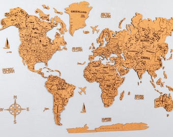 Mapa del mundo 3D de corcho: decoración de viaje con chinchetas