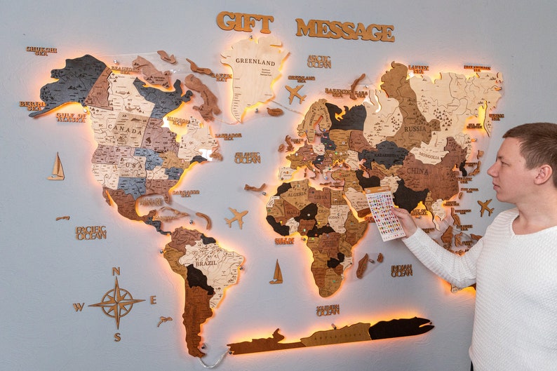 Wooden World Map Wall Decor World Map Wood Map Wall Art Etsy