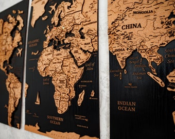 Wooden Map of the World On a Board