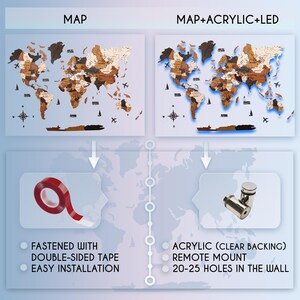 3D LED Wood World Map: Home Wall Decor Travel Art image 6