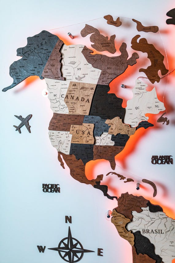 Amazon.com: AWESOMETIK MULTICOLOR 3D Wood World Map – 3D