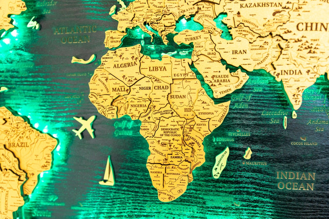 Wooden Map World Map 3D Led World Map Push Pin Map Etsy