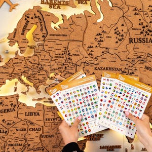 Large Cork World Map, Push Pin Travel Map, 5th Anniversary Map Gift, Wooden World Map