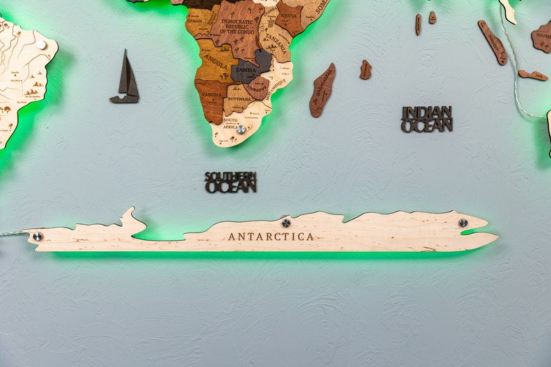 World Map Wall Decor Wooden World Map Led World Map 3d Etsy