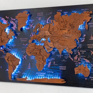 3d World Map, Wood World Map Wall Art, Wooden World Map Push Pin, Personalized Travel Map, Above Bed Decor, Pin Board Apartment Decor
